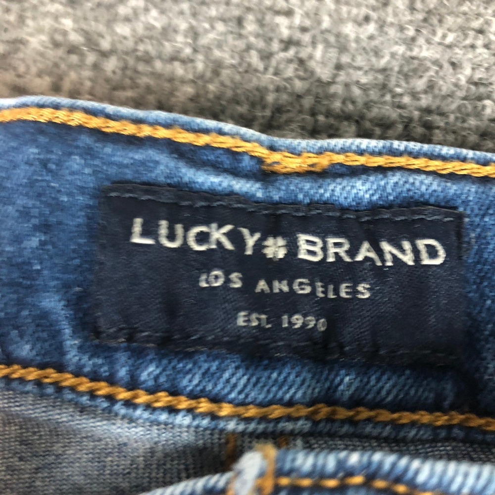 Lucky Brand 410 Athletic Slim Jeans Men's 32x32 Distressed Ripped Blue Denim - Picture 4 of 14